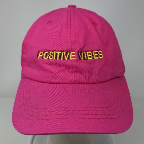 Positive Vibes Slideback Hat Pink Embroidered One Size City Hunter - Picture 2 of 8